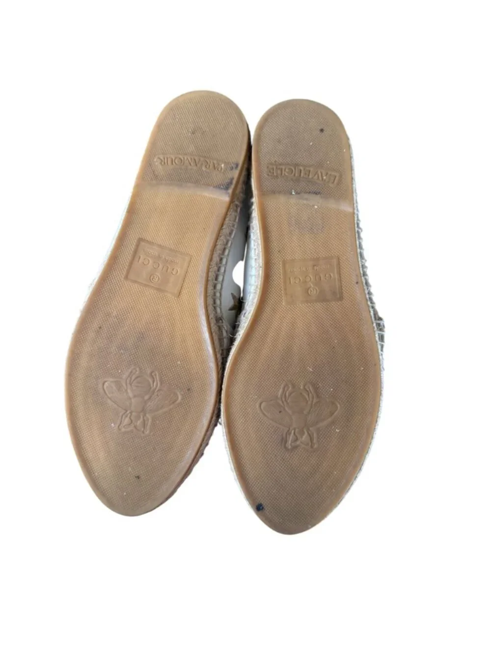 Gucci White Leather Pilar Bee Embroidered Espadrilles Shoes Size EU 37 US 7